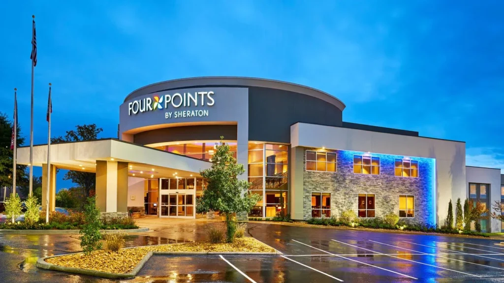 Four Points by Sheraton Little Rock Midtown exterior at dusk